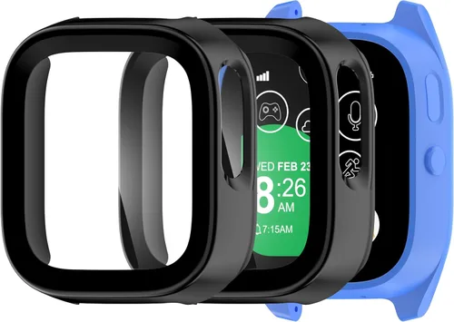 Miniatura 12 de Paquete de 2 fundas protectoras para Verizon Gizmo Watch 3, protector de pantalla de policarbonato duro, protector de pantalla de vidrio templado