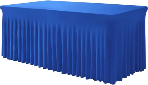 Miniatura 20 de TC27 - Mantel rectangular ajustable de elastano de 4 pies con falda plisada, sin arrugas, mantel rectangular para fiestas, bodas, banquetes
