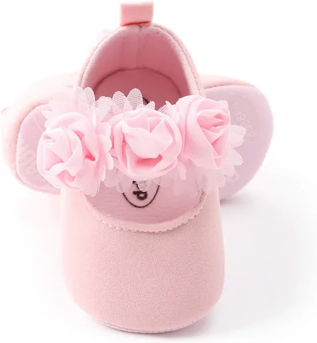 Miniatura 8 de RVROVIC Mocasines de princesa para bebé, zapatos brillantes de Mary Jane, zapatos de cuna de suela suave y ligera de primera calidad, zapatos