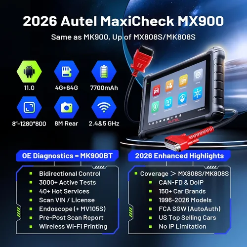 Miniatura 2 de Autel Escáner MaxiCheck MX900: actualización de la herramienta de escaneo bidireccional 2026 de MX808S MK808S MK808BT-Pro, versión estadounidense