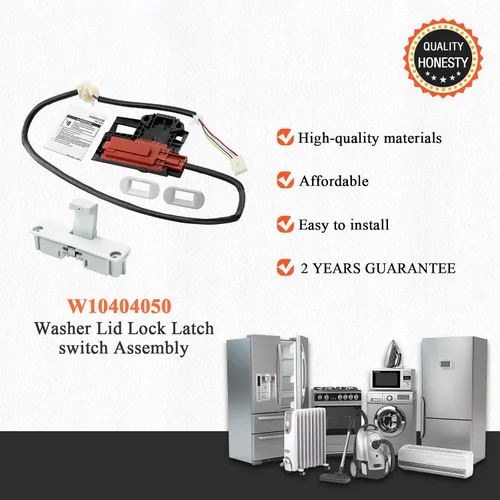 Miniatura 9 de Conjunto de Interruptor de Bloqueo de Tapa de Arandela Actualizado W10404050 W10238287 W10240513 Tapa de Bloqueo por Blutoget - Compatible
