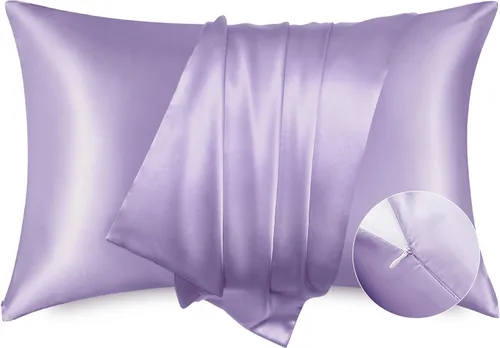 Miniatura 18 de Bedsure Funda de almohada de satén para el cabello, fundas de almohada de satén, tamaño estándar con cremallera, 20 x 26 pulgadas, paquete de 2, 01