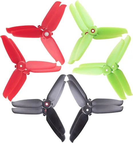 DJI FPV Drone 5328 hélices de 3 aspas, accesorios de repuesto de liberación rápida de bajo ruido (12 piezas - rojo 2CW 2CCW, verde 2CW 2CCW, negro