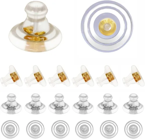 Miniatura 10 de Parte trasera de silicona transparente para aretes, 150 unidades, 75 pares hipoalergénicos, seguros para aretes tipo dormilona, de cobertura