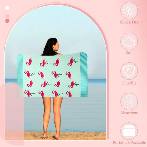 Miniatura 3 de Tudomro 4 toallas de playa de gran tamaño de microfibra de flamenco, toallas de piscina grandes para adultos, mujeres y hombres, toallas de natación