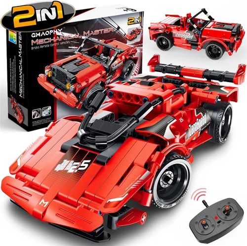 GMAOPHY Juguetes de construcción STEM para niños de 5, 6, 7, 8, 9, 10, 11, 12 años, kits de ingeniería de auto de carreras de control remoto 2 en 1,