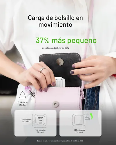 Miniatura 3 de Belkin Bloque de carga USB C de 20 W (paquete de 2) – Cable USB C incluido – Bloque de carga rápida, cargador de pared tipo C – Apple iPhone 17
