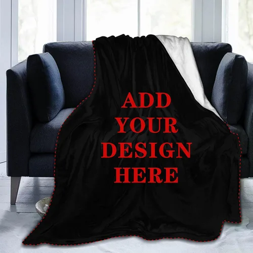 Manta de franela de vellón personalizada, personalizada, añade tu propio texto, imagen, lavable y mullida, manta de felpa cálida para sofá, cama,
