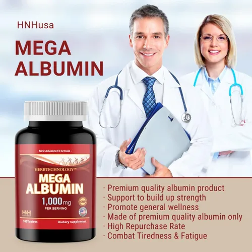 Miniatura 4 de Dr.K&C Suplemento de proteína de albúmina Mega 1000 mg, 1 botella (180 tabletas), apoyo diario de energía y bienestar