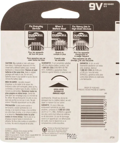 Miniatura 2 de Duracell Batería alcalina de 9 V, 1 unidad