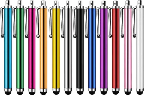 Bolígrafos para pantallas táctiles, paquete de 12 bolígrafos capacitivos universales para pantalla táctil para tabletas, iPad, iPhone, teléfono