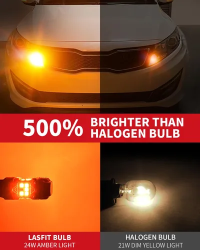 Miniatura 3 de LASFIT Bombilla LED T3 1156, señal de giro ámbar, resistencia incorporada 7506 CANBUS Ready sin errores, nuevo 500% brillante intermitente 4000LM