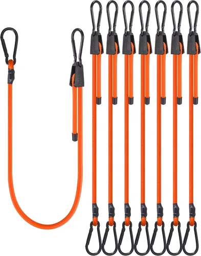 Miniatura 10 de Paquete de 4 cordones elásticos planos ajustables de 3 vías con ganchos, fácil de ajustar la longitud de los 3 lados, Lucky Straps 30 pulgadas