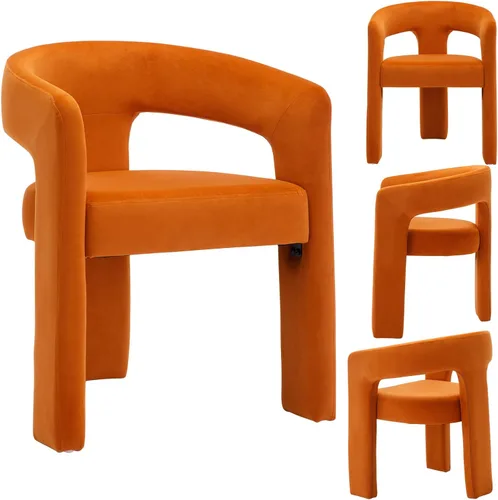 Miniatura 18 de Modern Barrel - Silla de comedor tapizada con brazos, cómoda silla auxiliar de terciopelo para sala de estar, oficina en casa, recepción