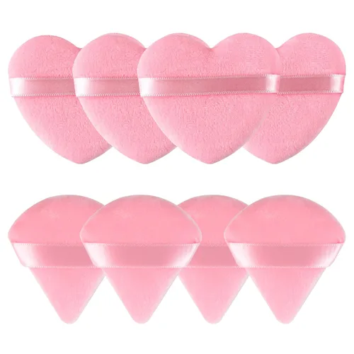 Miniatura 31 de 6 piezas de soplo de polvo para cara suave en forma de corazón para polvo suelto, polvo mineral, polvo corporal, terciopelo, base cosmética, 6