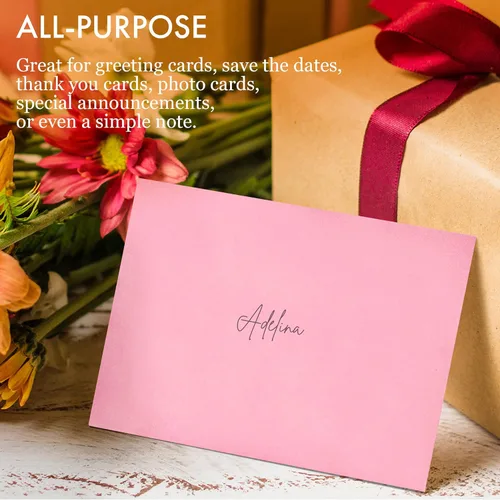 Miniatura 6 de Sobres de invitación, paquete de 100 sobres de 5 x 7 pulgadas, sobres A7 para invitaciones, color rosa, 5 1/4 x 7 1/4 pulgadas Rosado