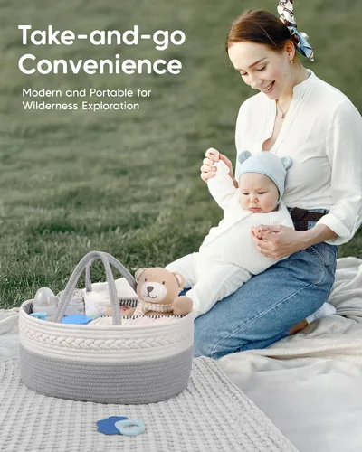 Miniatura 6 de Maliton Organizador de Pañales para Bebé Niño - Cuerda de Algodón para Cambiador, Almacenamiento de Guardería, Artículos Imprescindibles para Bebé