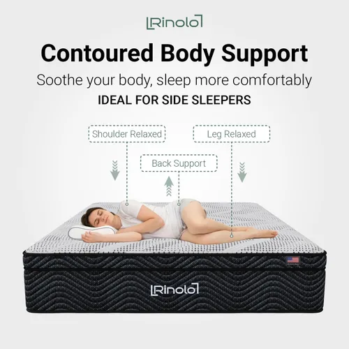 Miniatura 6 de Colchón de 12 pulgadas – Espuma viscoelástica de gel refrescante híbrido y resortes interiores – Alivio de presión – CertiPUR-US – Sin fibra