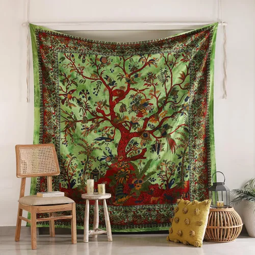 Miniatura 13 de Popular Handicrafts Tree Of Life - Tapiz psicodélico hippie de tamaño individual para colgar en la pared, diseño de maditación india, gitano, Azul
