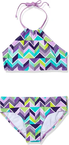 Miniatura 11 de Kanu Surf Mahina bikini halter de 2 piezas para niñas, traje de baño para playa mahina azul