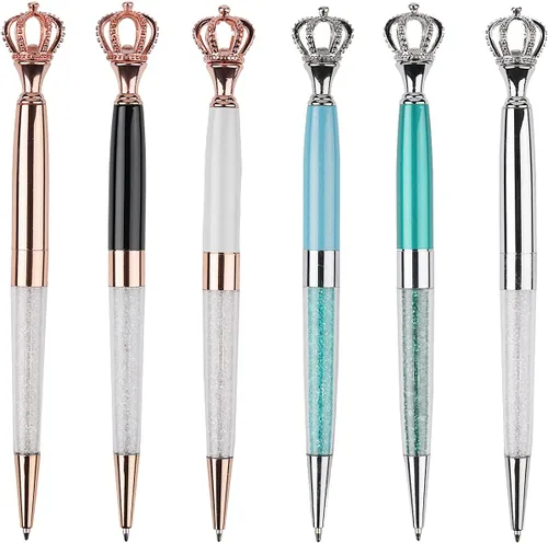 Miniatura 12 de YOUMI Bolígrafo de 3 bolígrafos de metal de cristal con corona, bonito bolígrafo brillante, bolígrafos de cristal personalizados, tinta negra