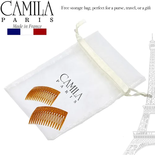 Miniatura 5 de Camila Paris CP3330 - Peine lateral francés de 3 pulgadas, color ámbar pequeño, peines de pelo con torsión francesa, pinzas de sujeción fuerte