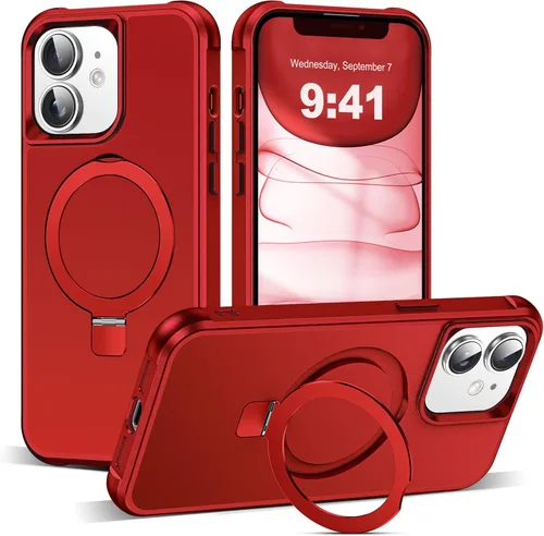 Miniatura 10 de SKYLMW – Funda compatible con iPhone 12 Pro Max y iPhone 13 Pro Max con soporte magnético invisible tipo anillo, fundas translúcidas para teléfonos