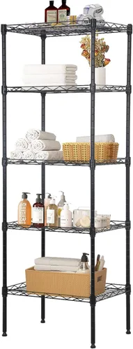 Miniatura 9 de Estantería de 6 alambres ajustable, estante de almacenamiento de metal con patas niveladoras para armario, lavandería, despensa, cocina, garaje