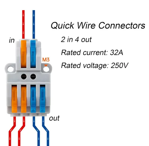 Miniatura 3 de Conectores de cable, conectores de tuercas de alambre de palanca compacta, terminales de cable 2 en 4 salidas para conexión rápida 28-12 AWG, 5 3 in
