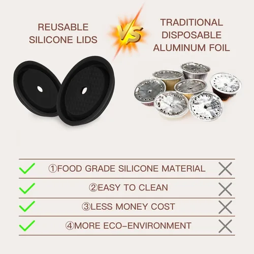 Miniatura 5 de Tapas de cápsula de café reutilizables para cápsulas originales de Nespresso Vertuoline, tapas de silicona de grado alimenticio para cualquier