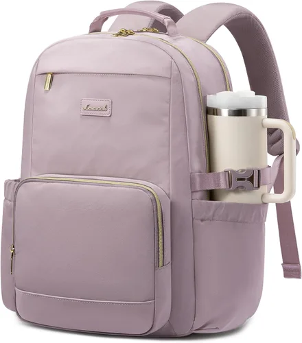 Miniatura 57 de LOVEVOOK Mochila para laptop para mujer con bolsillo para taza de gran capacidad, bolsa de computadora portátil de 15.6 pulgadas, mochila de viaje