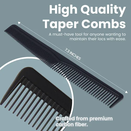 Miniatura 3 de Peines de barbero de fibra de carbono de alta calidad, paquete de 4, peine de barbero resistente al calor, 7.3 pulgadas, ideal para uso doméstico