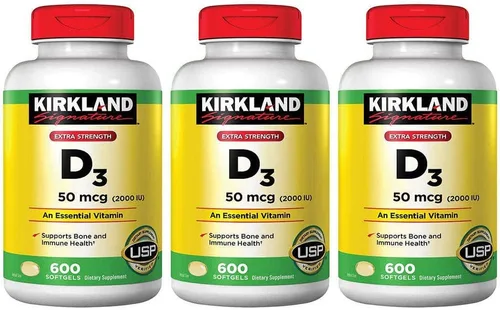 Kirkland Signature - Vitamina D3 de máxima potencia, 2000 UI, paquete de 3