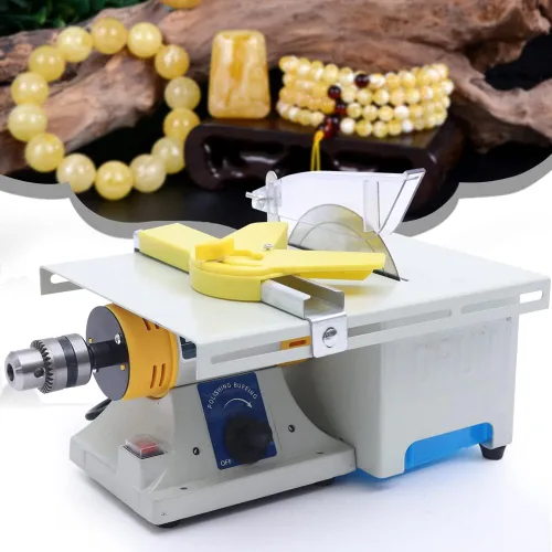 Miniatura 2 de Máquina de pulir de joyería de gemas multifuncionales, 110 V 750 W Mini sierras de mesa DIY joyería equipo lapidario Benchtop Buffer Rock Grinder