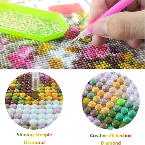 Miniatura 5 de Diymood Kit de pintura de arte de diamante 5D para adultos, flor de arte de diamante, manualidades redondas de taladro completo, imagen de mosaico