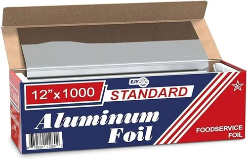 Papel de aluminio estándar de alta calidad, 12 x 1000 pies de largo, tamaño y resistencia industrial, envoltura de papel de aluminio de grado