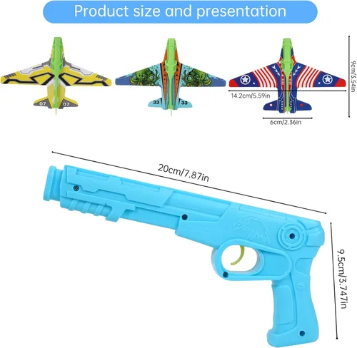 Miniatura 3 de Manmel Paquete de 12 lanzadores de aviones para niños, 2 lanzadores y 10 planeadores de espuma, juguetes voladores para interiores y exteriores