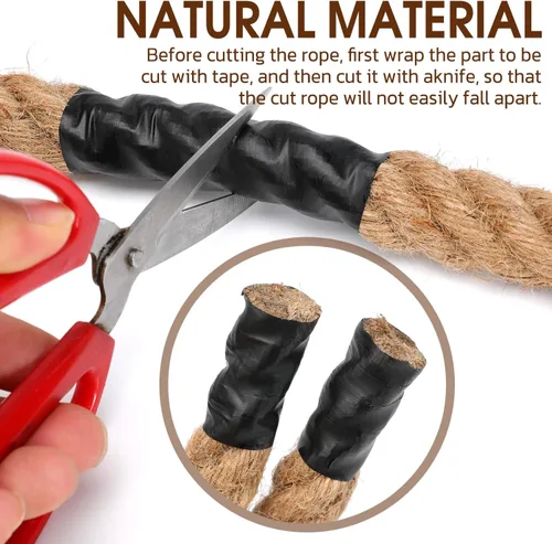 Miniatura 4 de Cuerda de yute, cuerda de manila trenzada de 0.59 pulgadas de grosor, cuerda de tira y afloja, cuerda de cáñamo natural resistente para cama