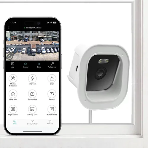 Cámara de seguridad de ventana 2K, monitoreo doméstico interior de 3MP, Wi-Fi 2.4GHz/5GHz, visión nocturna a todo color, detección de personas,