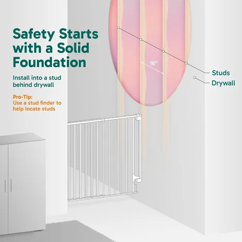 Miniatura 9 de Cumbor 29.2–43" Puerta de bebé para escaleras, de montaje en pared (se requiere taladrar), puerta para perros expandible sin barra inferior, puerta