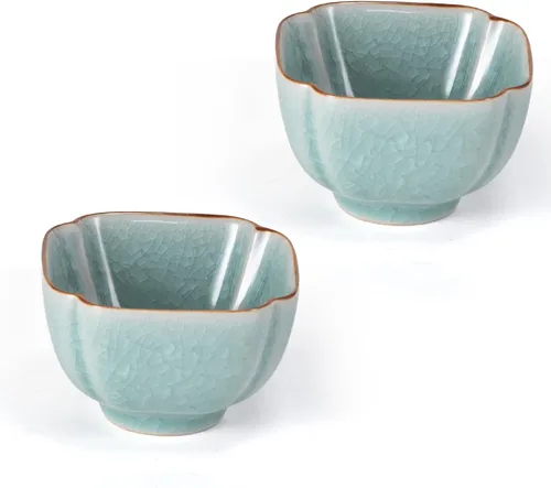 Miniatura 13 de Juego de 2 tazas de té pequeñas de porcelana de 4.2 onzas, juego de tazas de té japonesas moradas, tazas de té de cerámica para el hogar, fiesta