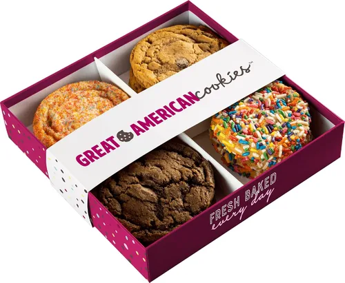 Great American Cookies – 12 galletas assortidas recién horneadas – horneadas a diario, preparadas a mano y nunca congeladas – Ideales para