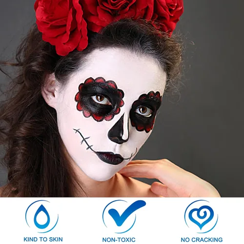 Miniatura 3 de MEICOLY SFX Joker - Juego de 6 piezas de maquillaje de Halloween, pintura facial blanca y negra, maquillaje clásico profesional a base de aceite
