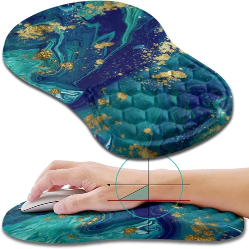 Miniatura 20 de Hokafenle Alfombrilla de ratón ergonómica con soporte para muñeca, alfombrilla con reposamuñecas para alivio del dolor del túnel carpiano