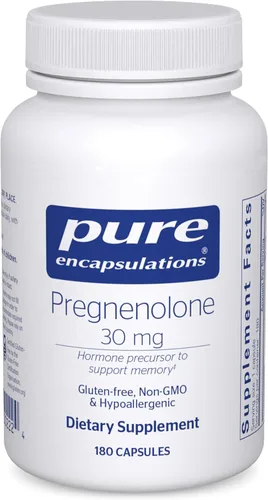 Pure Encapsulations Pregnenolone - 30 mg - Apoyo hormonal - Suplemento para la memoria y el cerebro - Sin gluten y vegano - 180 cápsulas