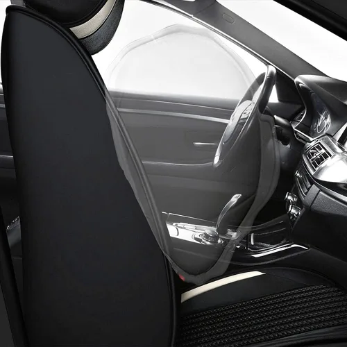 Miniatura 5 de Juego completo de fundas de asiento de automóvil de lujo adecuadas para Sandero Stepway Ice Silk Weaving y cuero CrCushion 5 asientos (negro)