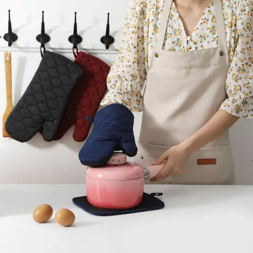 Miniatura 5 de Glynniss Guantes de horno resistentes al calor, 2 guantes de silicona para horno, superficies de agarre antideslizantes, guantes de cocina para Vino