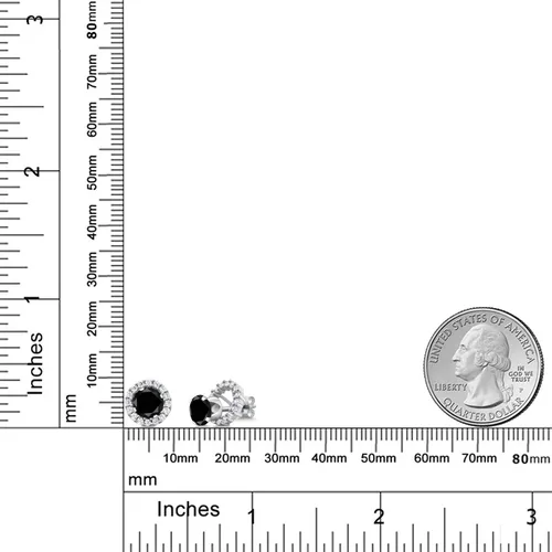Miniatura 254 de Gem Stone King Aretes redondos de plata de ley 925 de 0.236 in con piedra natal extraíble para mujer