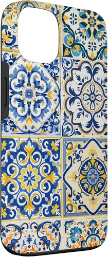 Miniatura 3 de iPhone 13 Patrón de azulejos mediterráneos sicilianos con estuche estético Maiólica