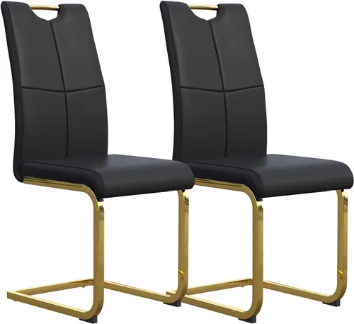 Juego de 2 sillas de comedor, modernas sillas de comedor de piel sintética, sillas tapizadas para cocina, comedor, respaldo alto ergonómico con